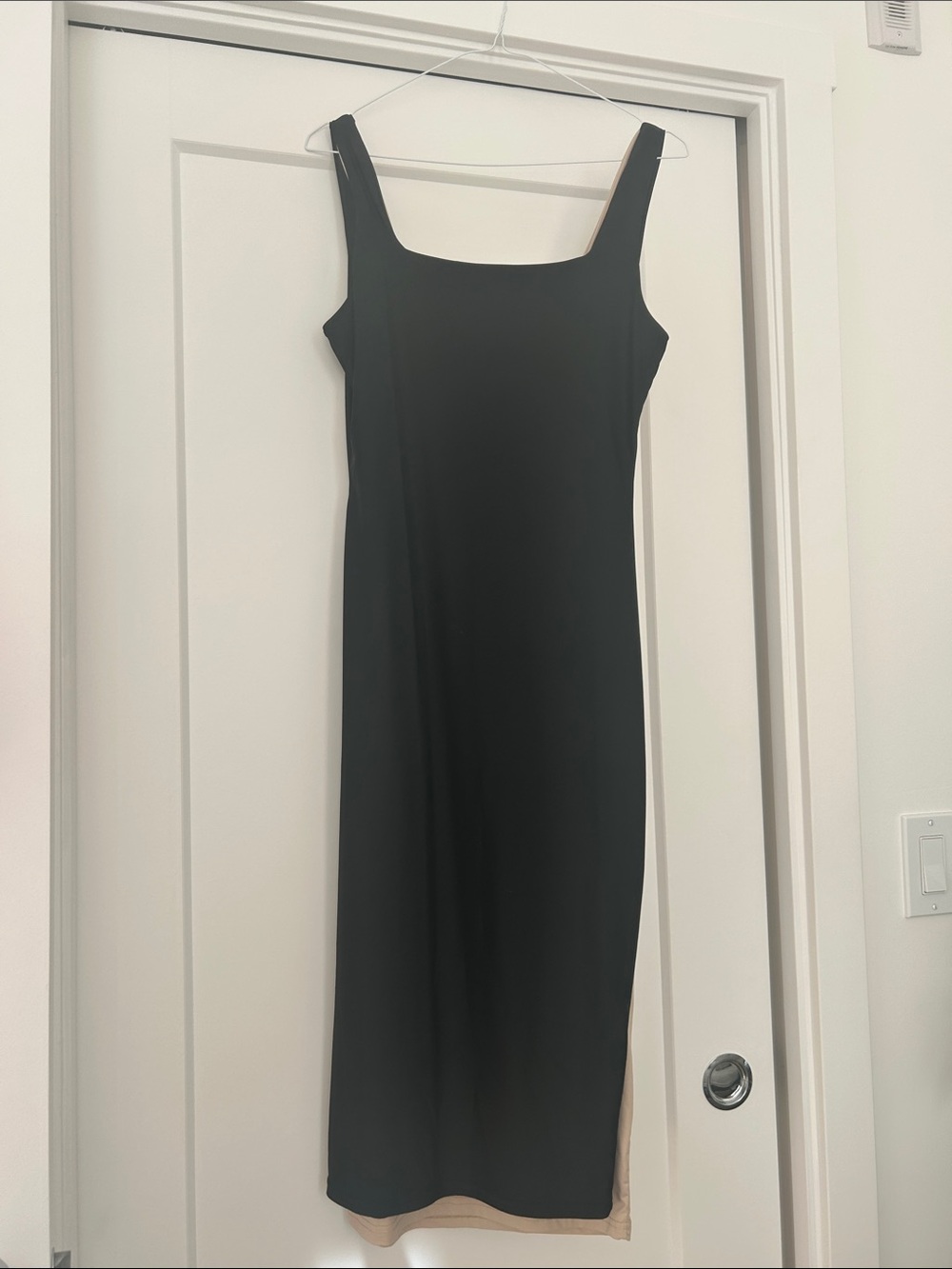 Bundle 2 SHEIN Black & Beige Tan Square-Neck Midi Dress